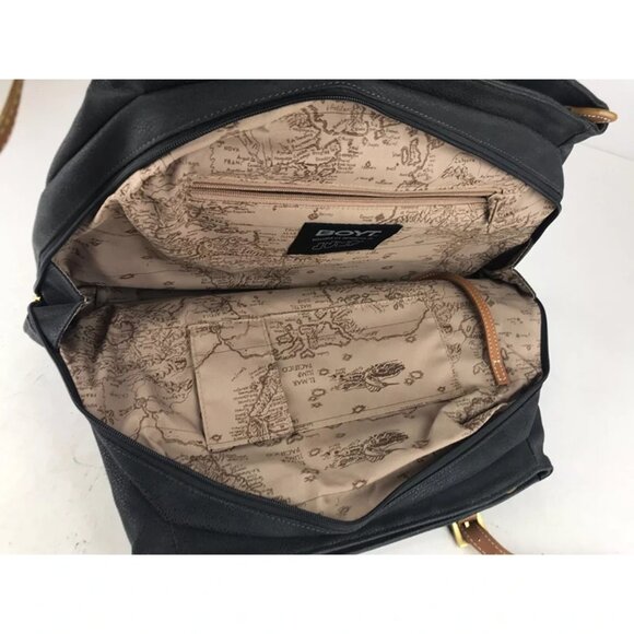 Boyt Womens Black Brown Jump Leather Zipper‎ Pockets Adjustable Strap Tote Bag - Picture 9 of 12